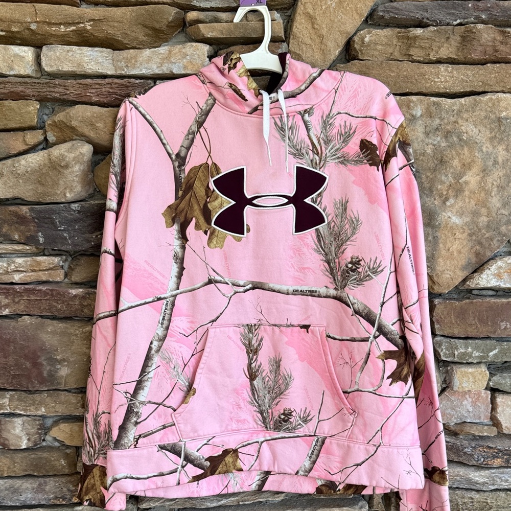 Under Armour Pink and Brown Camo Hoodie